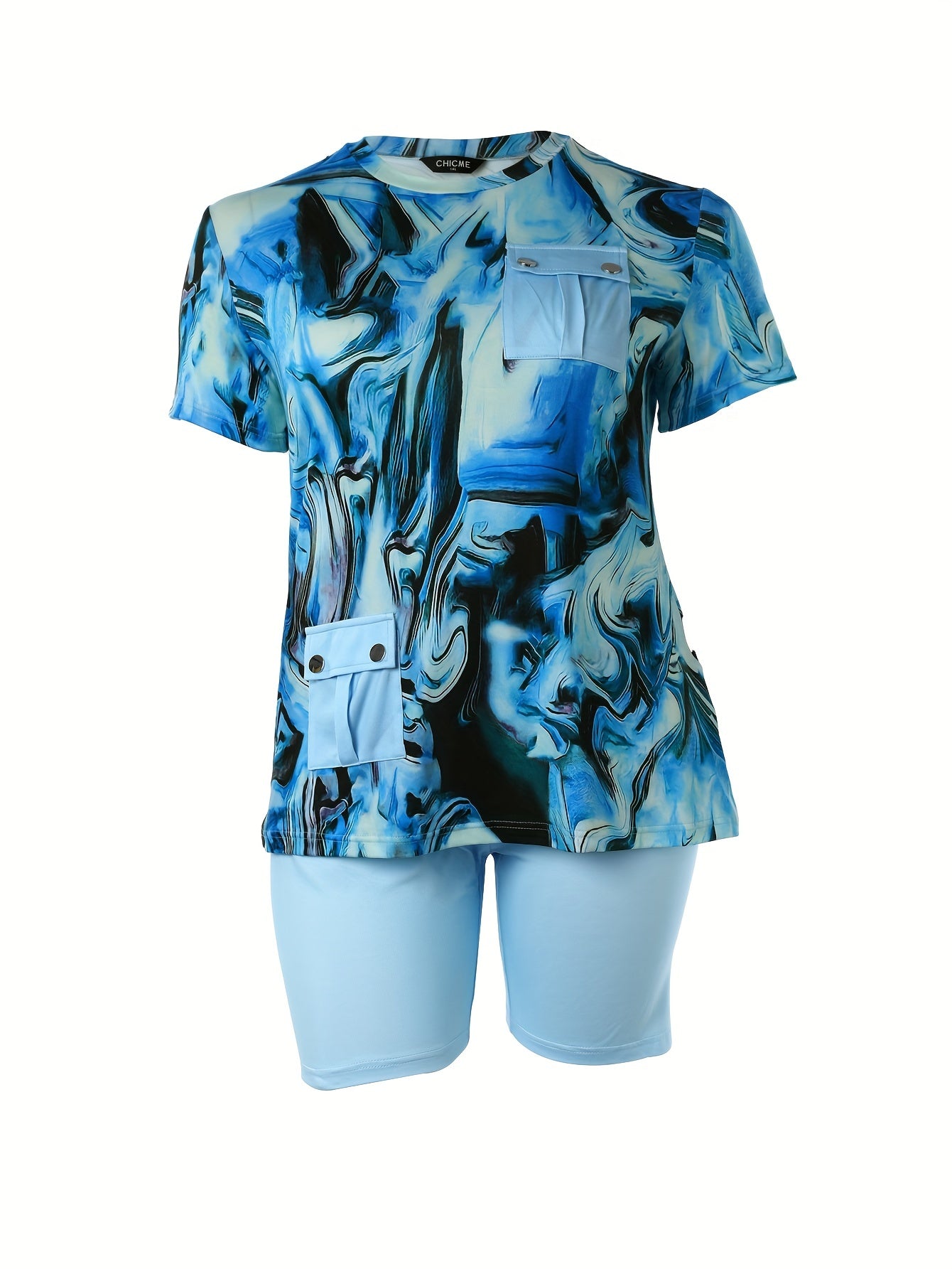 Women's Plus Tie Dye Tee & Biker Shorts Set