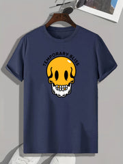 Skull Pattern Print Men's Comfy Sports T shirt Graphic Tee