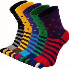 Men's Split Toe Tabi Socks Low Cut Five Toe Stripe Design