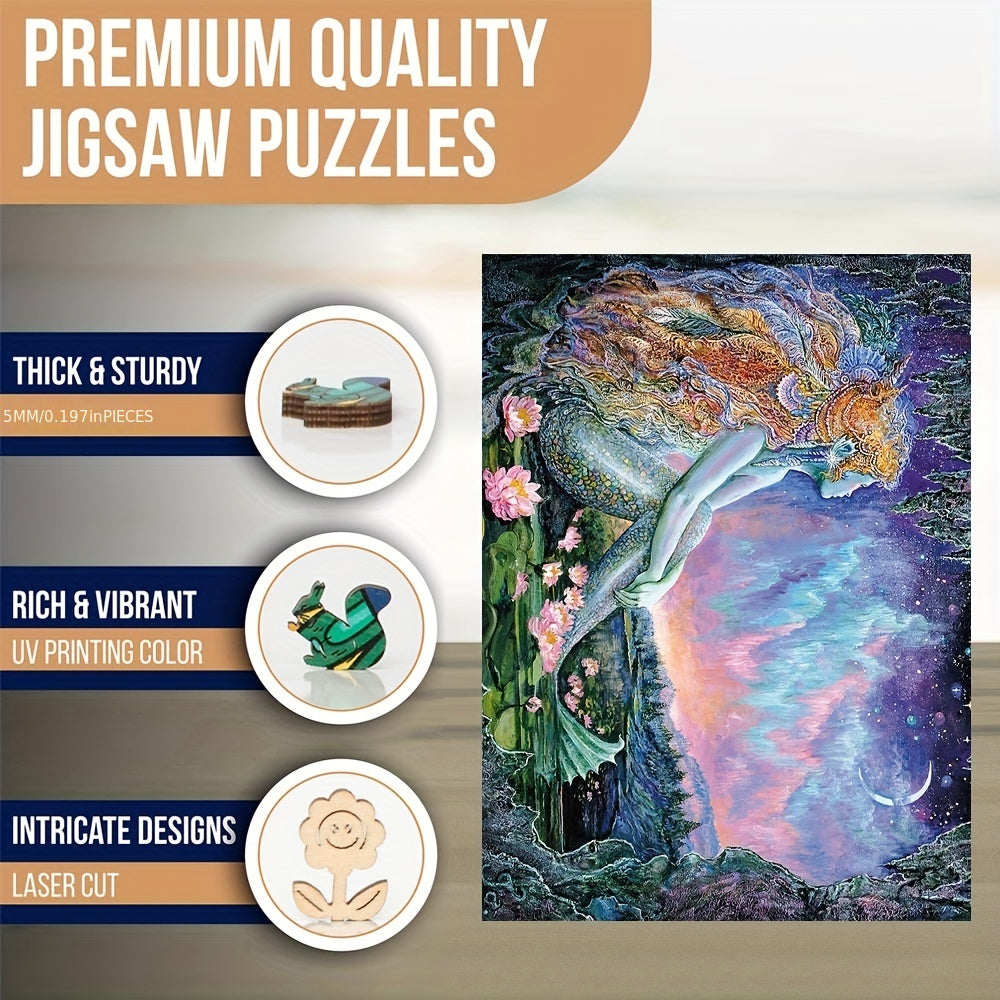 Mermaid Pool Wooden Puzzle for Adults - Creative Gift for Teenagers
