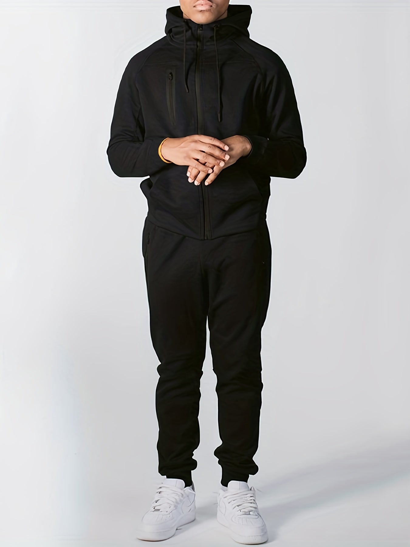 Men's Zip Up Hooded Sweatshirt & Sports Pants Set