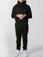 Men's Zip Up Hooded Sweatshirt & Sports Pants Set