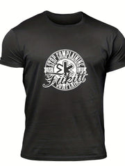 Men's Complaining Print T-shirt Stretch Crew Neck Tee