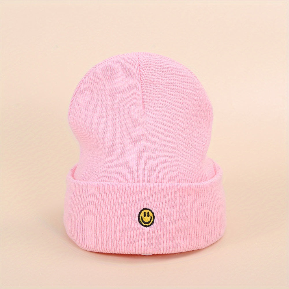 Sport Knit Beanie Hat with Smile Embroidered Warm Ski Cold Hat