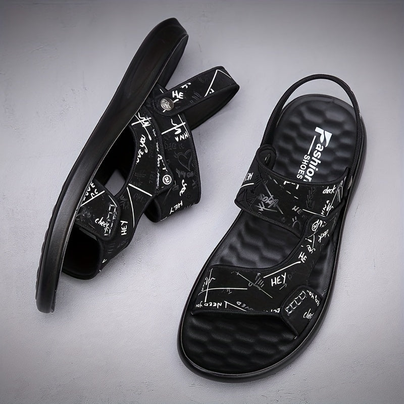 Men's Letter Print Slip-On Slide Sandals Outdoor Walking Shoes