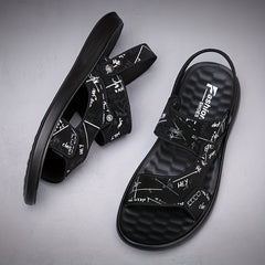 Men's Letter Print Slip-On Slide Sandals Outdoor Walking Shoes