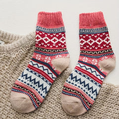5 Pairs Geometric Print Colorblock Crew Socks
