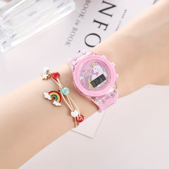 Anime Cartoon Electronic Watch for Kids Light Pink