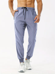 Men's Letter Print Joggers Zipper Pockets Athletic Sweatpants