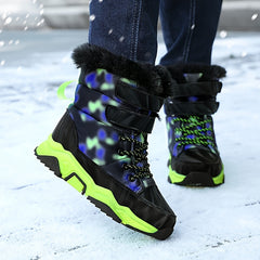 Boy's High Top Snow Boots Cozy Non-slip Warm Outdoor Hiking Shoes