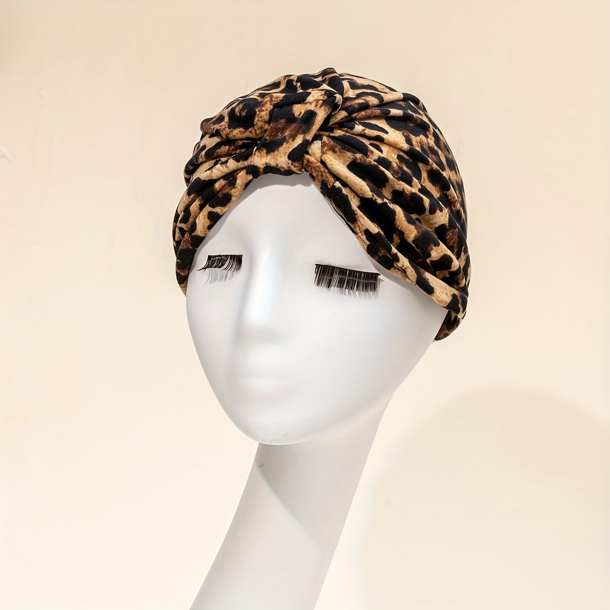 Leopard Print Turban Cap Head Wrap Elastic Hijab Bonnet Women Bandana