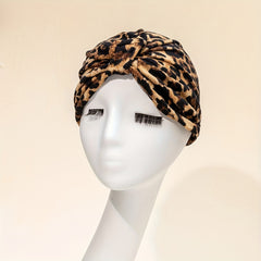 Leopard Print Turban Cap Head Wrap Elastic Hijab Bonnet Women Bandana