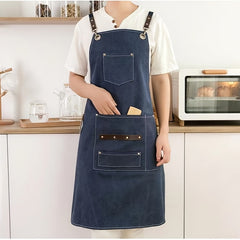 Denim Canvas Apron w/ Pocket for Kitchen, Cafe, Florist - Home Use Kitchen Tools