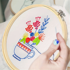 Embroidery Kit 100 Colors Threads 5 Pcs Hoops & Tools Set
