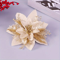 1pc Christmas Decorative Flowers Red Artificial Flowers Christmas Wreath Accesso