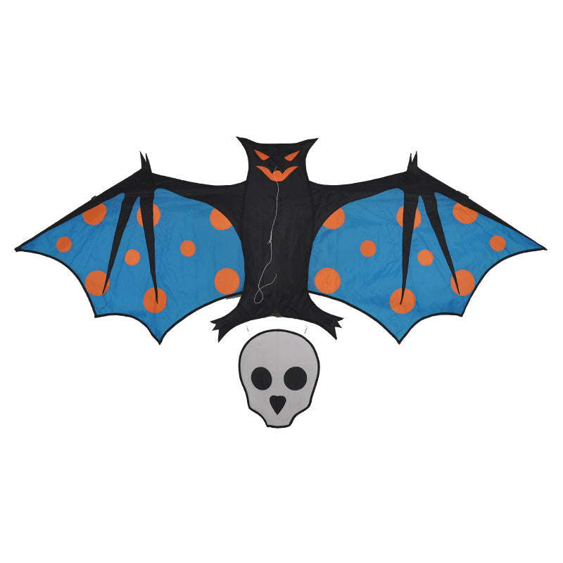 Bat Shaped Kite With Skull Tail Easy Setup Fly Family Outdoor Party Game