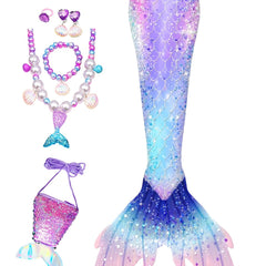 Mermaid Tail Costume Swimsuit With Monofin For Girls