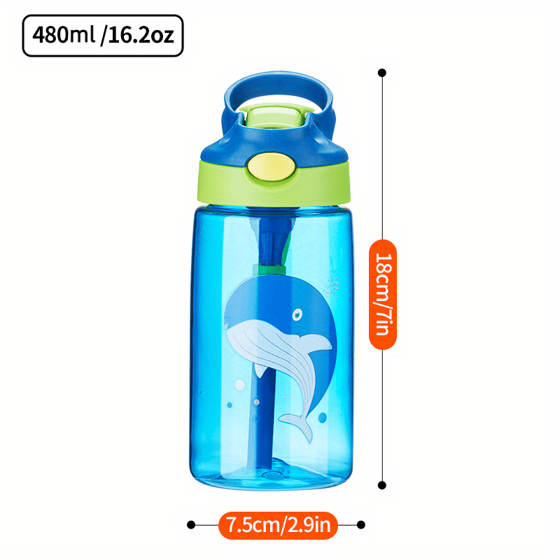 480ml 16.2oz Water Cup Student Female Anti-fall Portable Straw Bottle