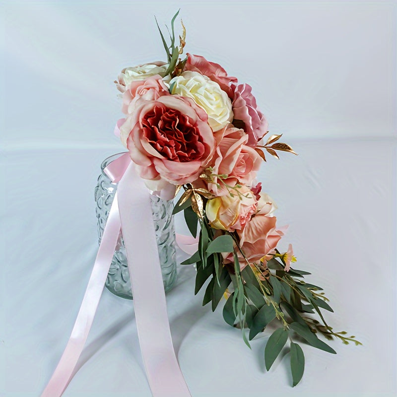 Romantic Bridal Bouquet for Outdoor Wedding with Artificial Flowers