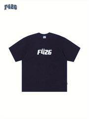 Men's Letter Print Cotton Sports T-shirt Round Neck Tee Shirt