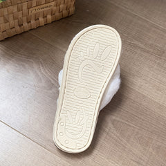 Women's Fluffy Cross Strap Slippers with Faux Pearl Decor