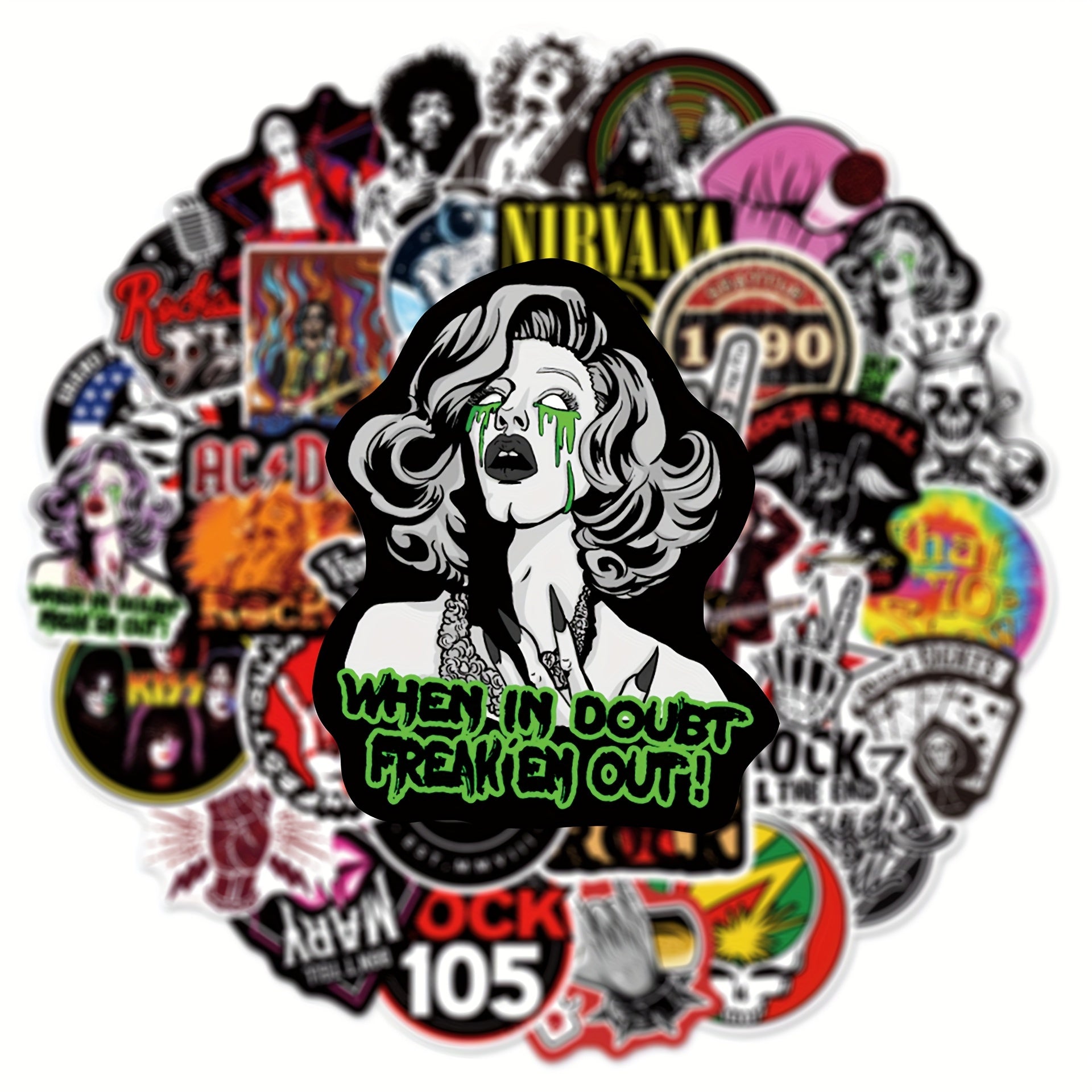 Rock Music Stickers Set - 104pcs for Phones, Cups, Computers