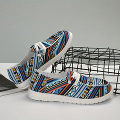Women's Geometric Pattern Canvas Slip-On Shoes Lightweight Comfortable