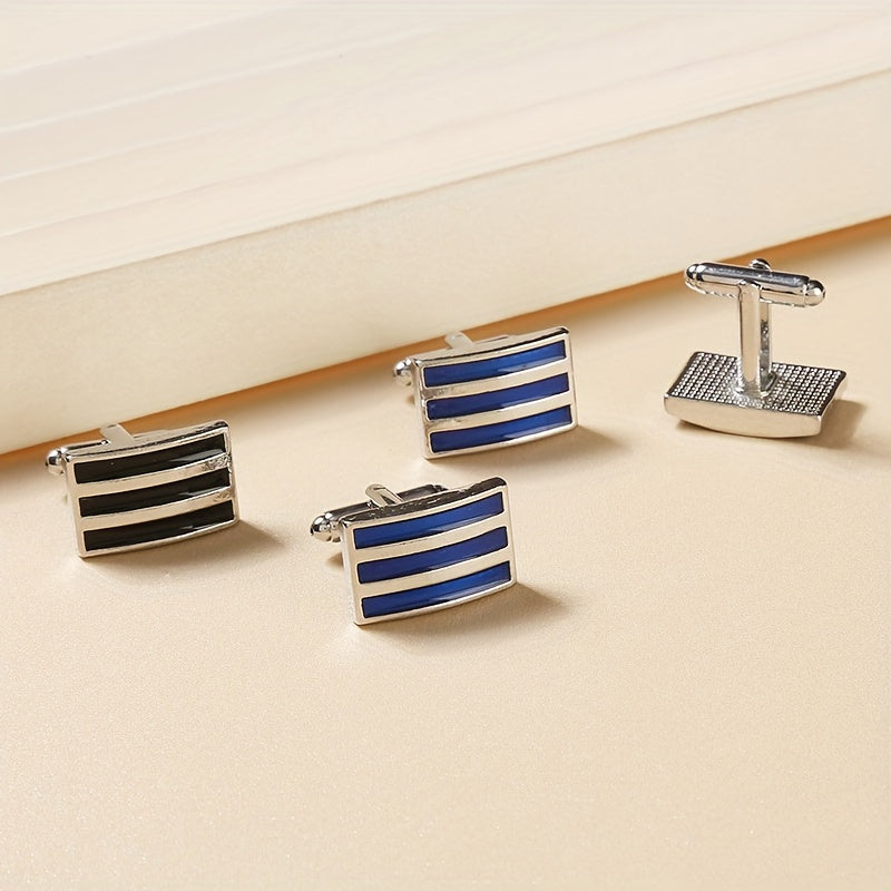 Rectangular Striped Paint French Cufflinks Suit Sleeve Nail