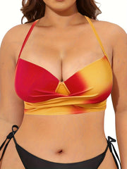 Plus Tie Dye Twist Front V Neck High Stretch Bra