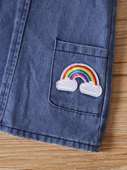 Baby Girls Denim Suspender Skirt Set for Spring and Autumn