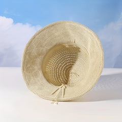 Wide Brim Beige Sun Hat Crochet Bucket Hat