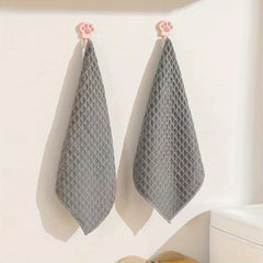 6pcs Waffle Grid Cleaning Cloth Quick Drying Kitchen Dishwashing