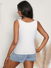 Solid Tank Top Casual Notched Neck Sleeveless Tank Top Women's Clothing