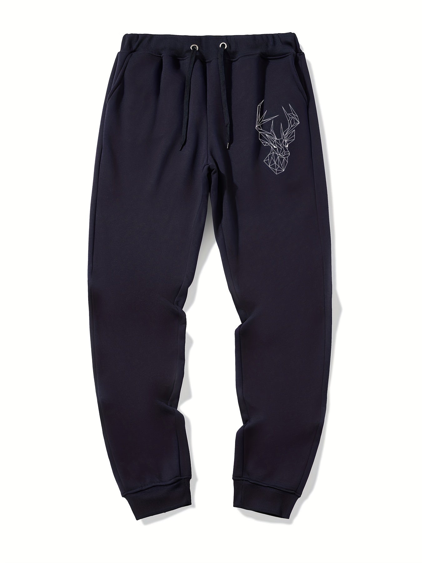Geometric Deer Pattern Drawstring Joggers Men's Sweatpants