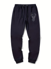 Geometric Deer Pattern Drawstring Joggers Men's Sweatpants
