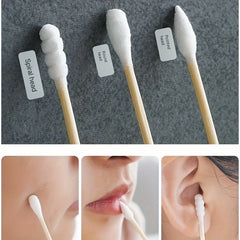 500pcs/100pcs Pointed Round Cotton Swabs Disposable Ear Pick Cleaning Sticks