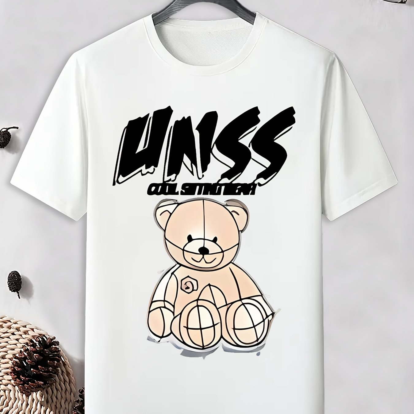 Men's Bear Print Active T-shirt for Outdoor