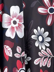 Floral Print Mesh Sleeve V Neck Dress
