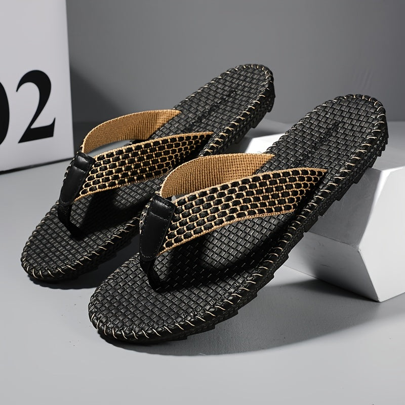 Men's Lightweight Knit Flip Flops for Summer Beach Comfort