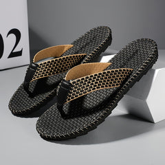 Men's Lightweight Knit Flip Flops for Summer Beach Comfort