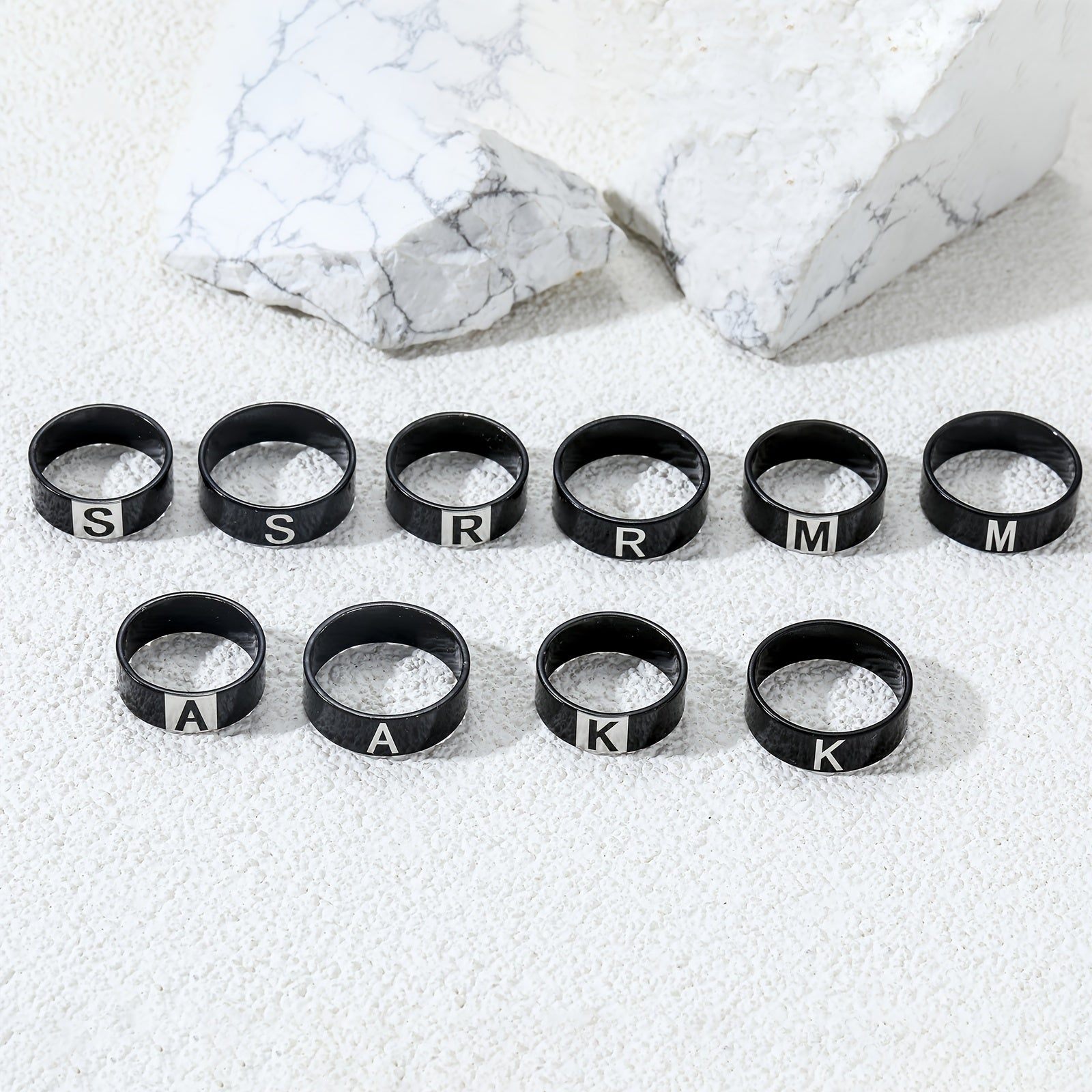 Couple Letter Rings Stainless Steel Punk Accessories Anniversary Gift