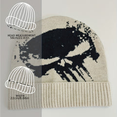 Ghost Face Jacquard Beanie Y2K Elastic Knit Hat Gothic Lightweight Skull Hat