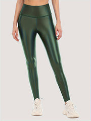 PU Leather Yoga Pants Fleece Lined Stretch Leggings