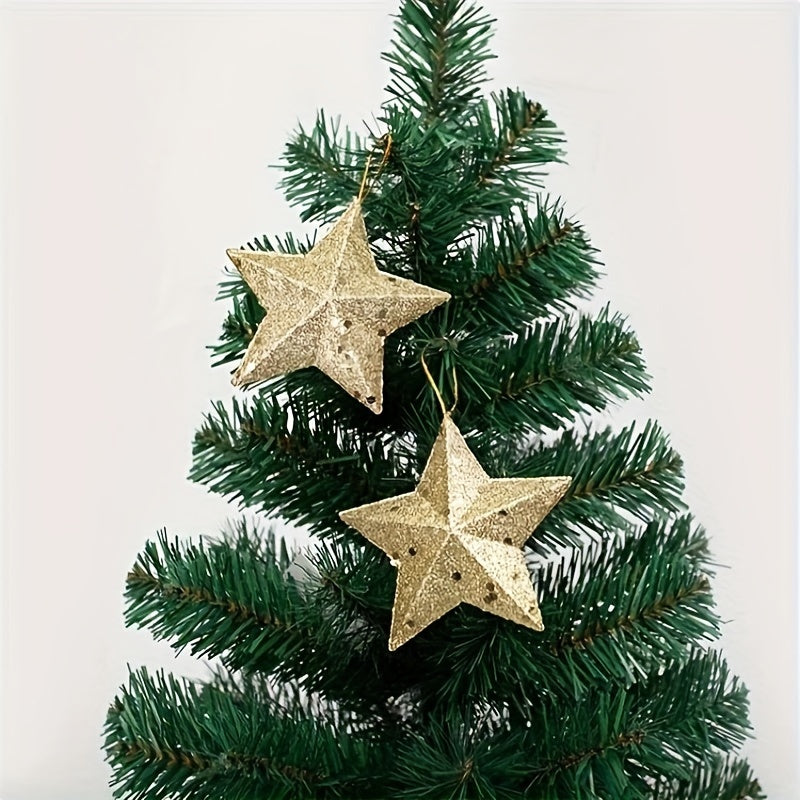 6pcs Small Golden Stars Christmas Tree Decorations
