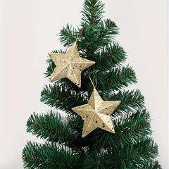 6pcs Small Golden Stars Christmas Tree Decorations