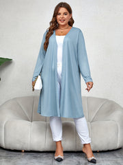 Solid Open Front Long Sleeve Cardigan