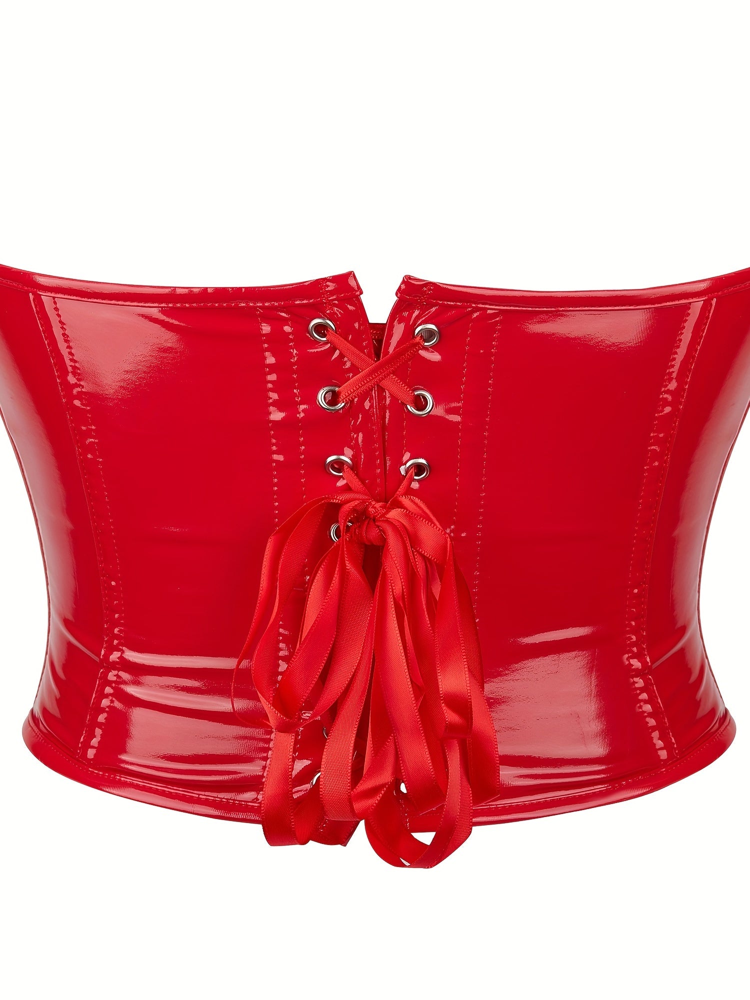 Red Strapless Corset Deep V Lace Up Body Shaper Women's Lingerie