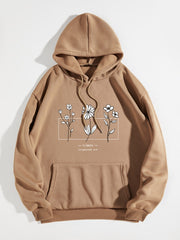 Graphic Print Drawstring Loose Hoodie Casual Hooded Pocket Sweatshirt