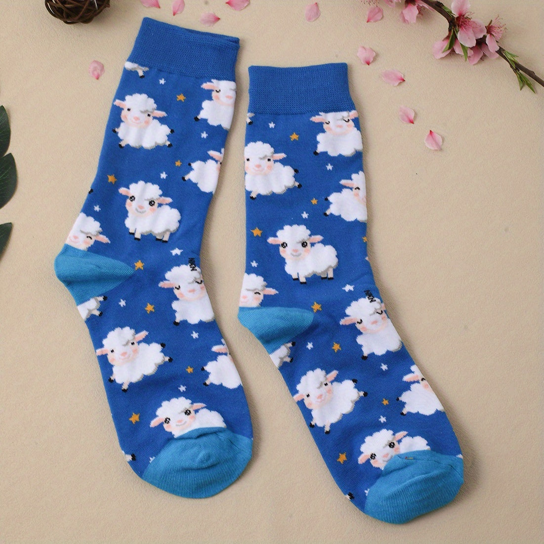 Cartoon Sheep Print Socks Women's Stockings