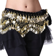 Sequin Belly Dance Scarf Skirt Belt Waist Golden Sequin
